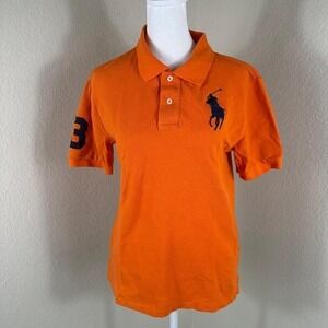 Polo Ralph Lauren Polo Shirt Big Pony Womens Large Orange Y2K Tenniscore Preppy